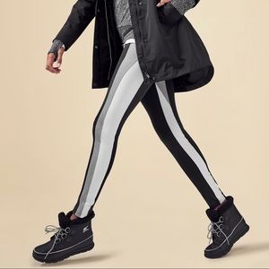 Athleta Black & White Striped Performance Leggings